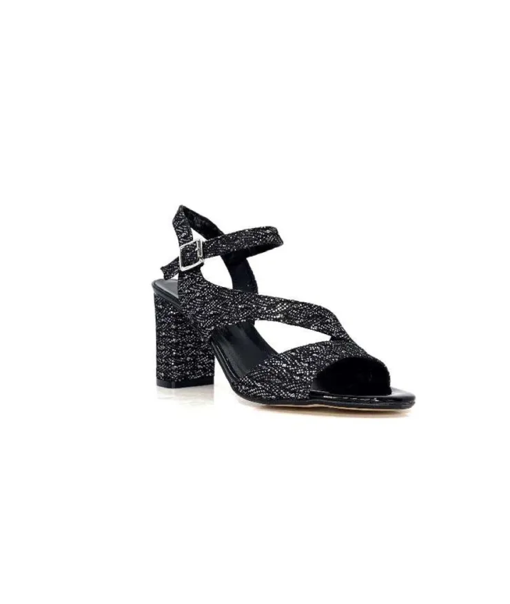 Ivoire0334 Ivoire F2215 Asia Textile Glitter Noir*Femme Sandales