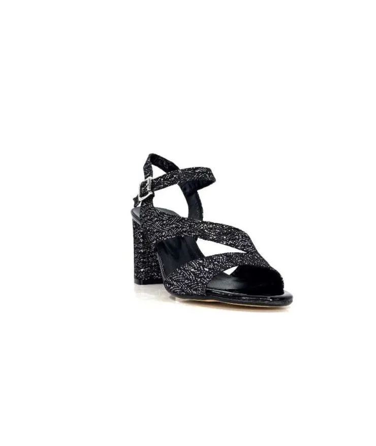 Ivoire0334 Ivoire F2215 Asia Textile Glitter Noir*Femme Sandales