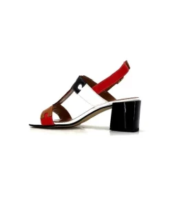 Ivoire0334 Ivoire F2105 Sardegna Cuir Blanc, Marron, Rouge & Noir*Femme Sandales