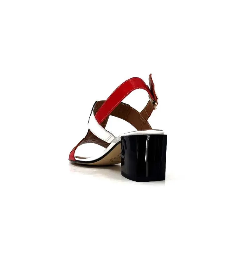 Ivoire0334 Ivoire F2105 Sardegna Cuir Blanc, Marron, Rouge & Noir*Femme Sandales