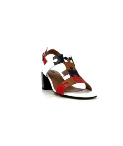 Ivoire0334 Ivoire F2105 Sardegna Cuir Blanc, Marron, Rouge & Noir*Femme Sandales