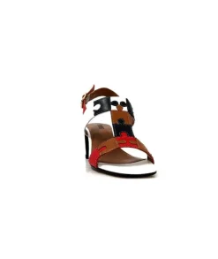 Ivoire0334 Ivoire F2105 Sardegna Cuir Blanc, Marron, Rouge & Noir*Femme Sandales