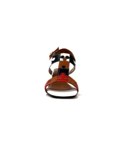 Ivoire0334 Ivoire F2105 Sardegna Cuir Blanc, Marron, Rouge & Noir*Femme Sandales