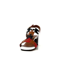 Ivoire0334 Ivoire F2105 Sardegna Cuir Blanc, Marron, Rouge & Noir*Femme Sandales