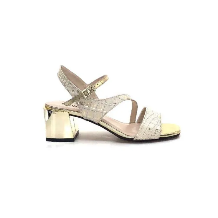 Ivoire0334 Ivoire F692 Sardegna Cuir Blanc & Or*Femme Sandales