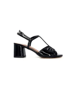 Ivoire0334 Ivoire F2295 Venezia Cuir Vernis Noir*Femme Sandales