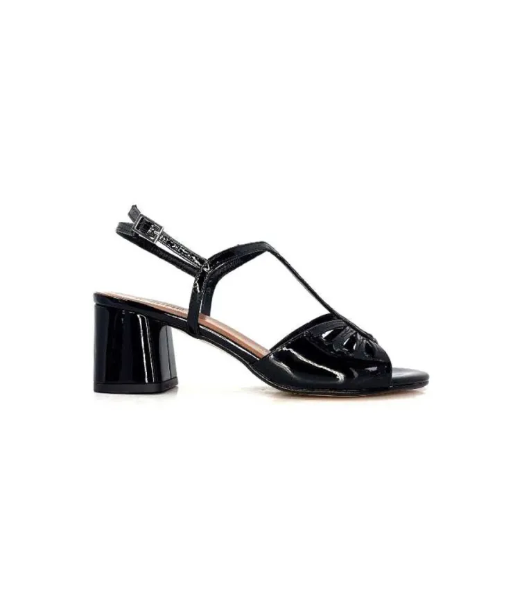 Ivoire0334 Ivoire F2295 Venezia Cuir Vernis Noir*Femme Sandales