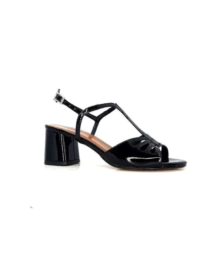 Ivoire0334 Ivoire F2295 Venezia Cuir Vernis Noir*Femme Sandales