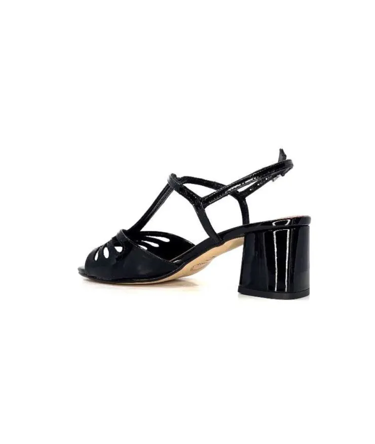 Ivoire0334 Ivoire F2295 Venezia Cuir Vernis Noir*Femme Sandales