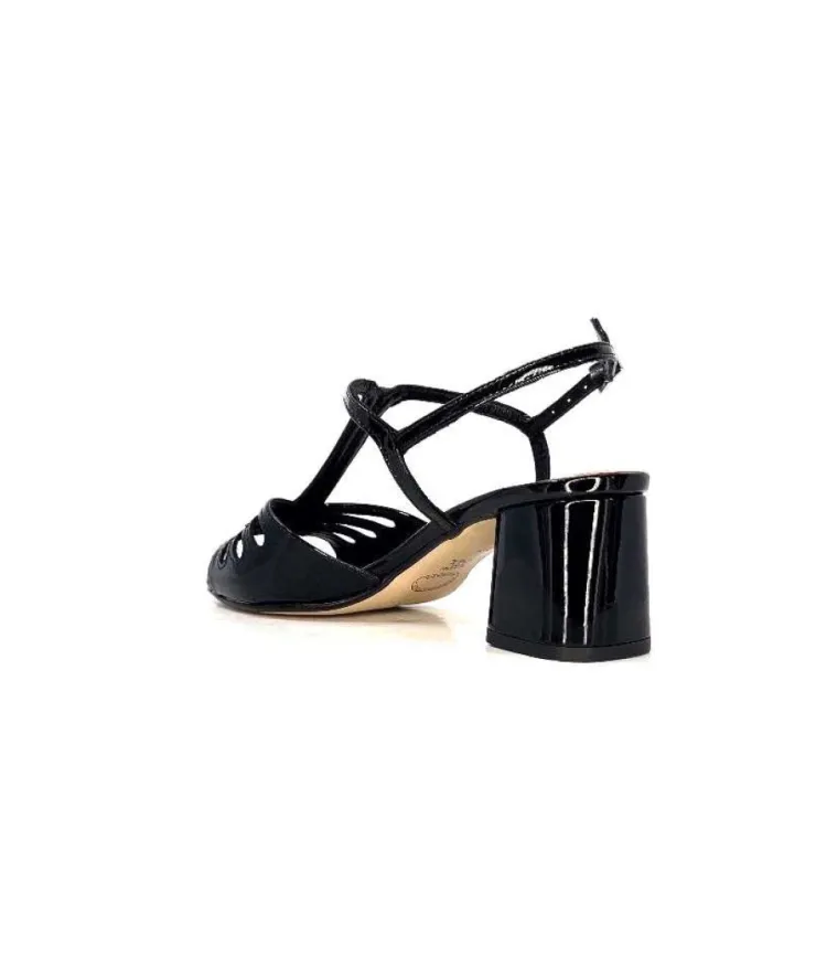 Ivoire0334 Ivoire F2295 Venezia Cuir Vernis Noir*Femme Sandales