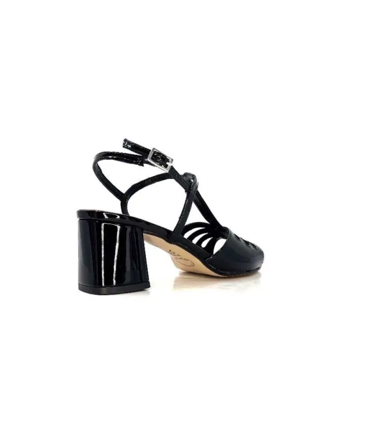 Ivoire0334 Ivoire F2295 Venezia Cuir Vernis Noir*Femme Sandales