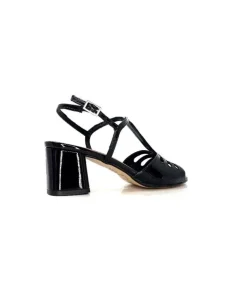 Ivoire0334 Ivoire F2295 Venezia Cuir Vernis Noir*Femme Sandales