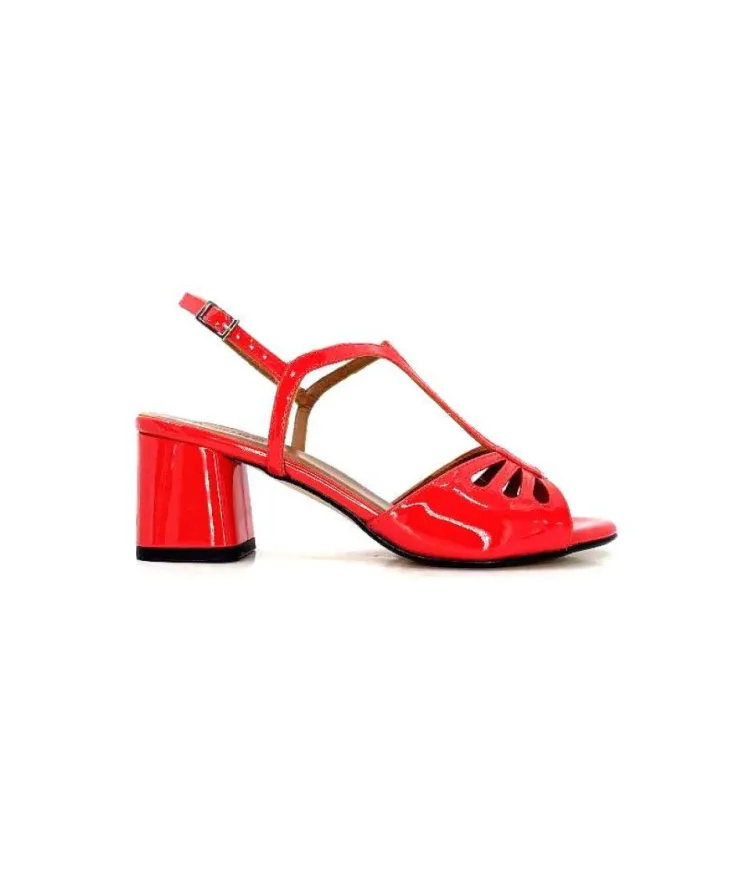 Ivoire0334 Ivoire F2295 Venezia Cuir Vernis Rouge*Femme Sandales