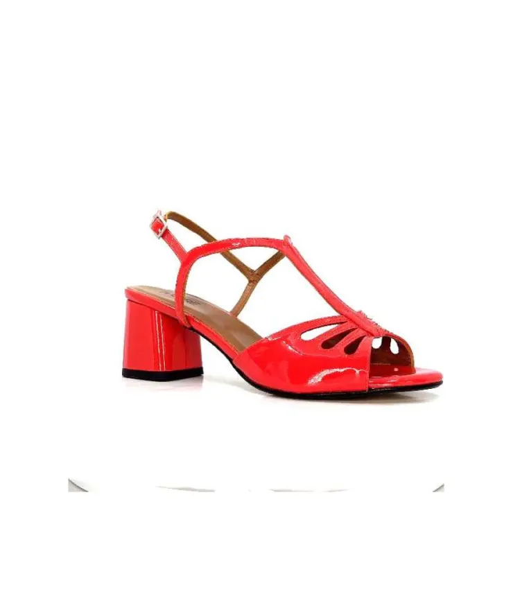 Ivoire0334 Ivoire F2295 Venezia Cuir Vernis Rouge*Femme Sandales
