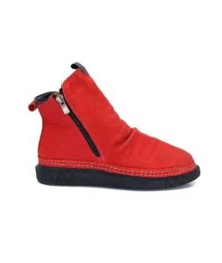 355-ivoire Ivoire 32Fe12 Cuir Vintage Rouge*Femme Bottines