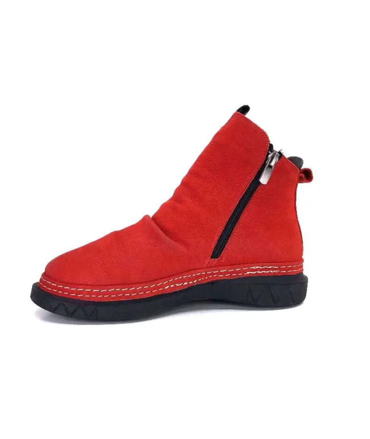 355-ivoire Ivoire 32Fe12 Cuir Vintage Rouge*Femme Bottines