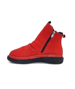 355-ivoire Ivoire 32Fe12 Cuir Vintage Rouge*Femme Bottines