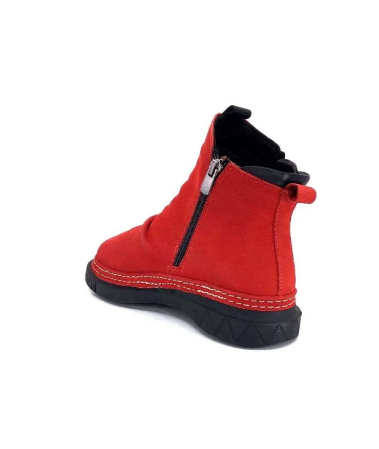 355-ivoire Ivoire 32Fe12 Cuir Vintage Rouge*Femme Bottines