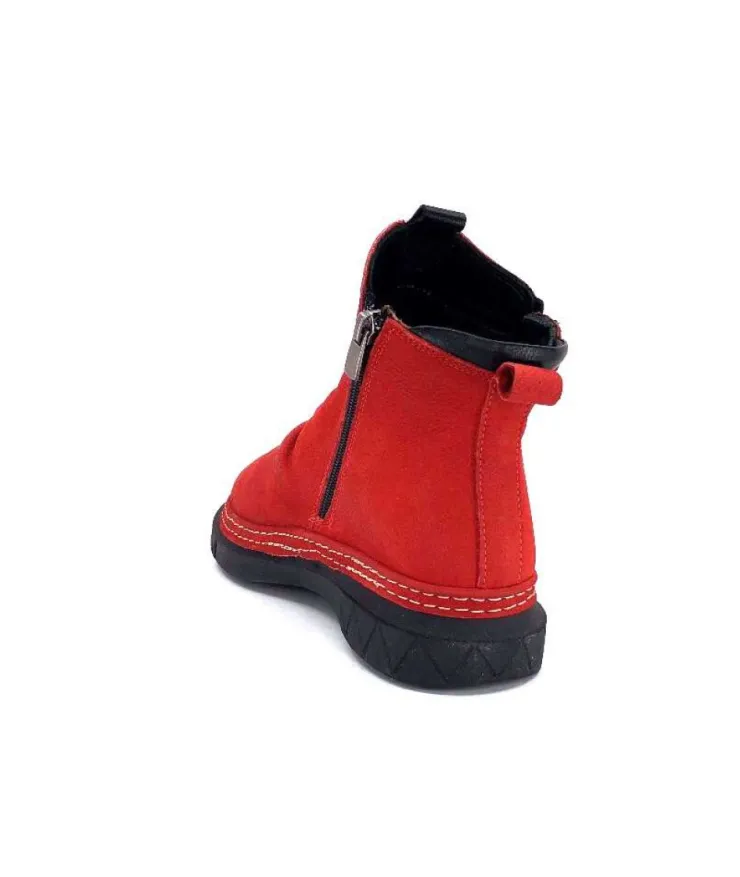 355-ivoire Ivoire 32Fe12 Cuir Vintage Rouge*Femme Bottines