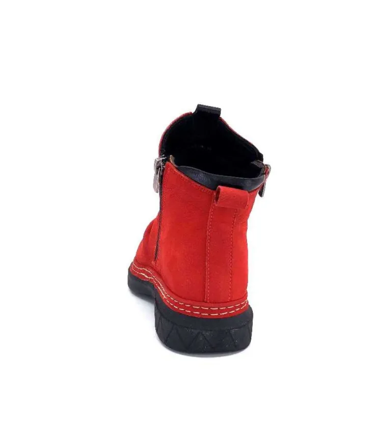 355-ivoire Ivoire 32Fe12 Cuir Vintage Rouge*Femme Bottines