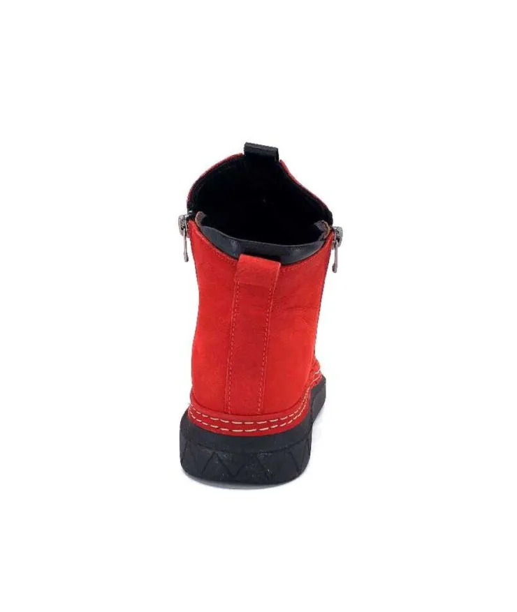 355-ivoire Ivoire 32Fe12 Cuir Vintage Rouge*Femme Bottines