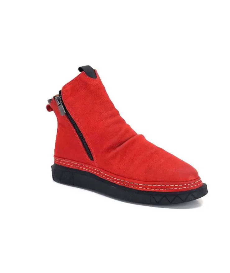355-ivoire Ivoire 32Fe12 Cuir Vintage Rouge*Femme Bottines