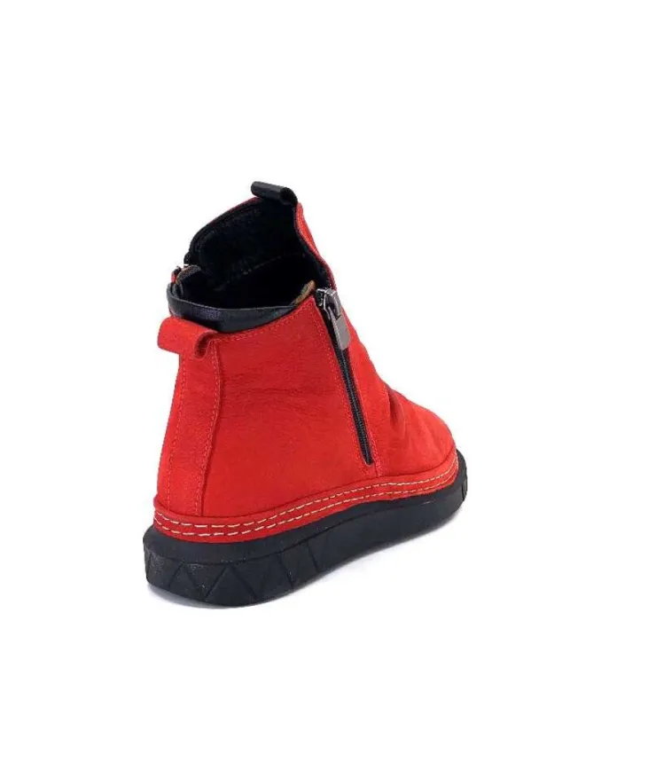 355-ivoire Ivoire 32Fe12 Cuir Vintage Rouge*Femme Bottines