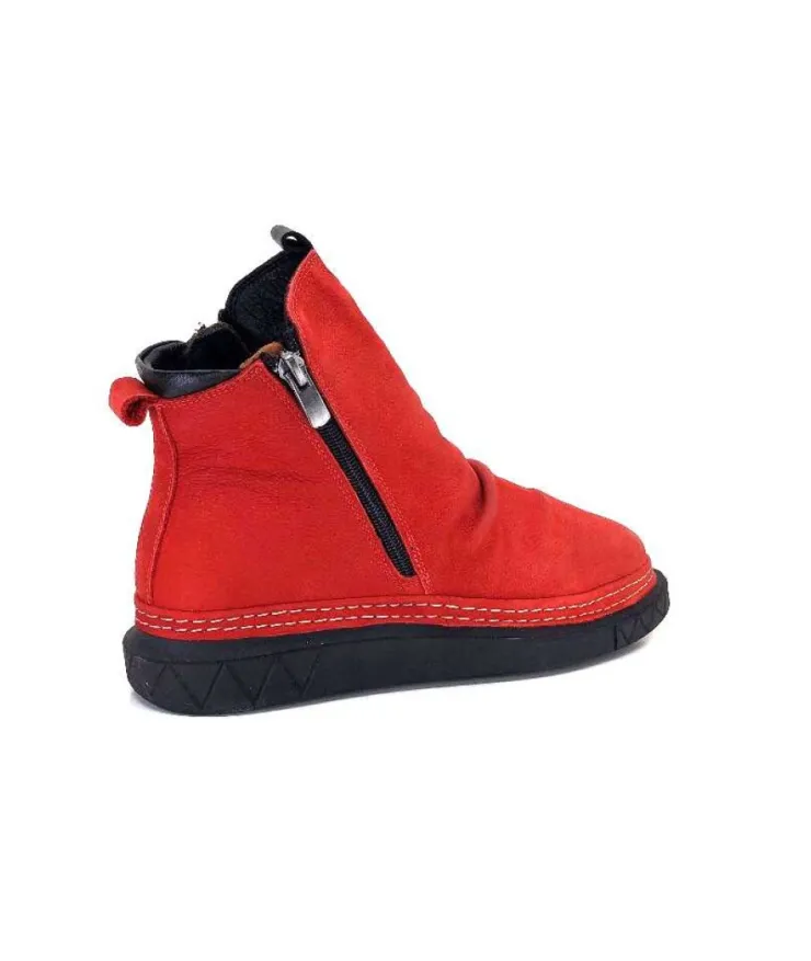 355-ivoire Ivoire 32Fe12 Cuir Vintage Rouge*Femme Bottines
