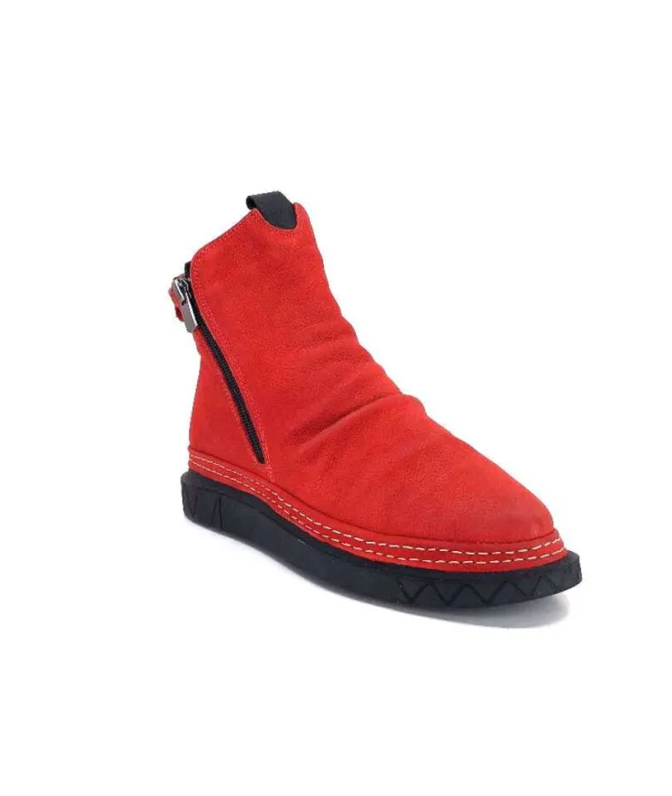 355-ivoire Ivoire 32Fe12 Cuir Vintage Rouge*Femme Bottines