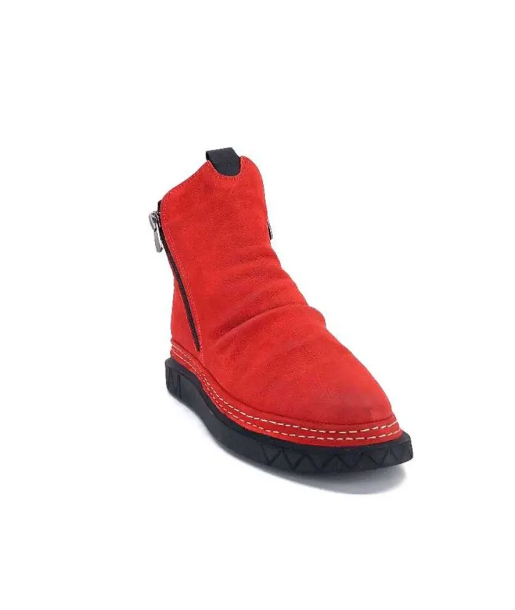 355-ivoire Ivoire 32Fe12 Cuir Vintage Rouge*Femme Bottines