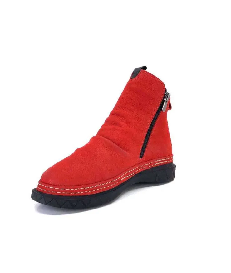 355-ivoire Ivoire 32Fe12 Cuir Vintage Rouge*Femme Bottines