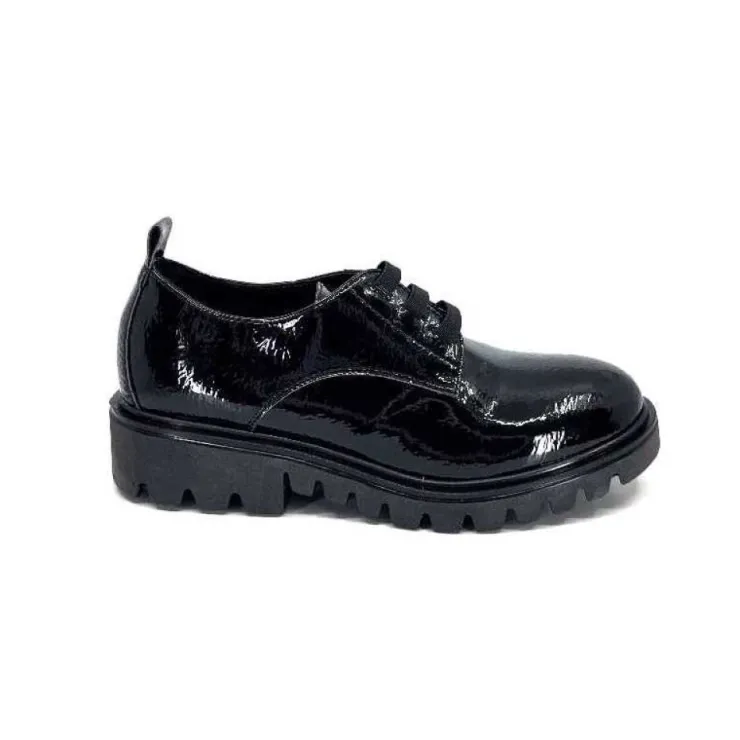 Ivoire0130a Ivoire 3G4835 Cuir Vernis Noir*Femme Lacets