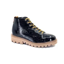 Ivoire0130a Ivoire 3G4925 Cuir Vernis Noir*Femme Baskets