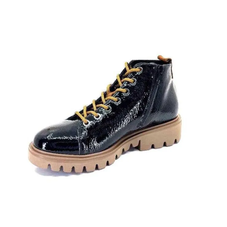 Ivoire0130a Ivoire 3G4925 Cuir Vernis Noir*Femme Baskets
