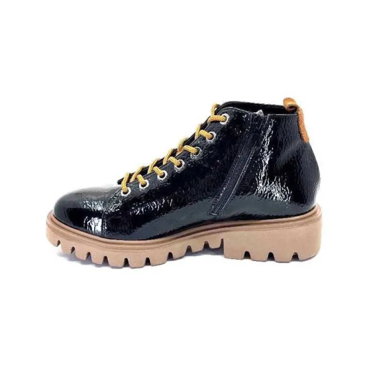 Ivoire0130a Ivoire 3G4925 Cuir Vernis Noir*Femme Baskets