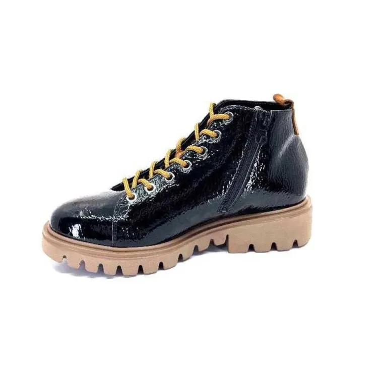 Ivoire0130a Ivoire 3G4925 Cuir Vernis Noir*Femme Baskets