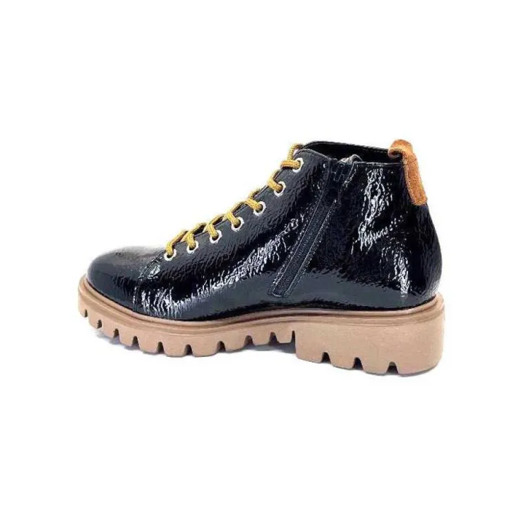 Ivoire0130a Ivoire 3G4925 Cuir Vernis Noir*Femme Baskets