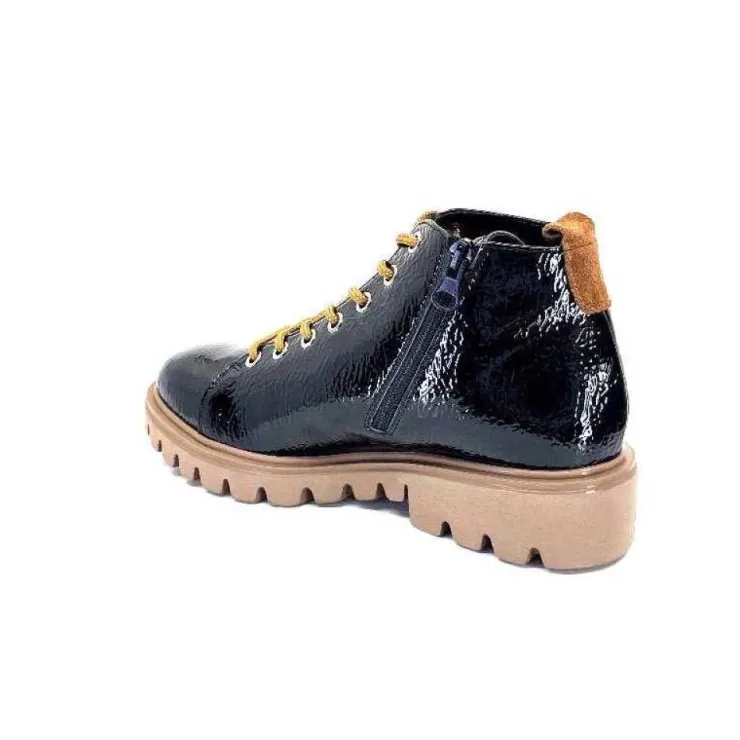 Ivoire0130a Ivoire 3G4925 Cuir Vernis Noir*Femme Baskets