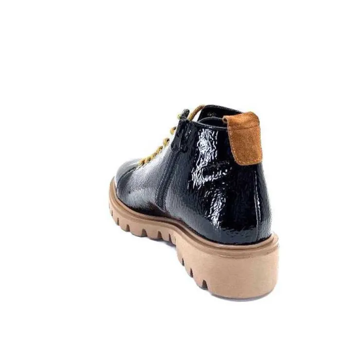 Ivoire0130a Ivoire 3G4925 Cuir Vernis Noir*Femme Baskets