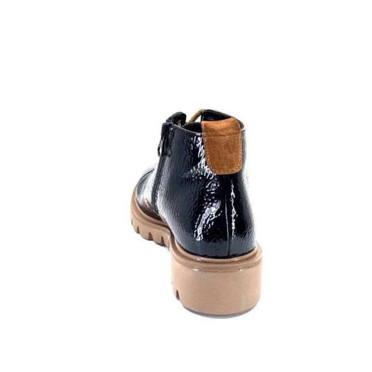 Ivoire0130a Ivoire 3G4925 Cuir Vernis Noir*Femme Baskets