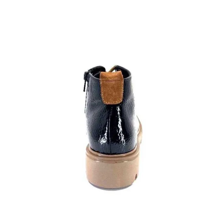 Ivoire0130a Ivoire 3G4925 Cuir Vernis Noir*Femme Baskets