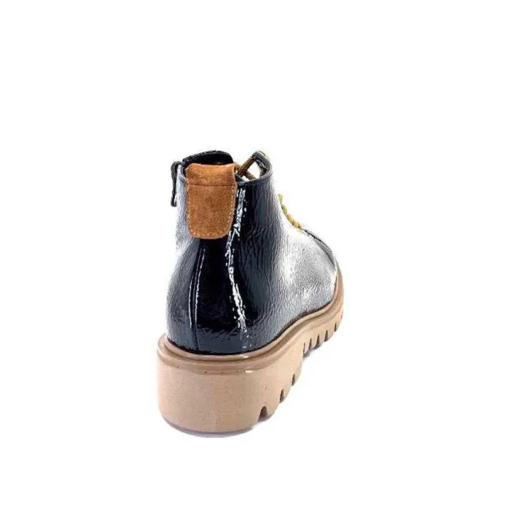 Ivoire0130a Ivoire 3G4925 Cuir Vernis Noir*Femme Baskets
