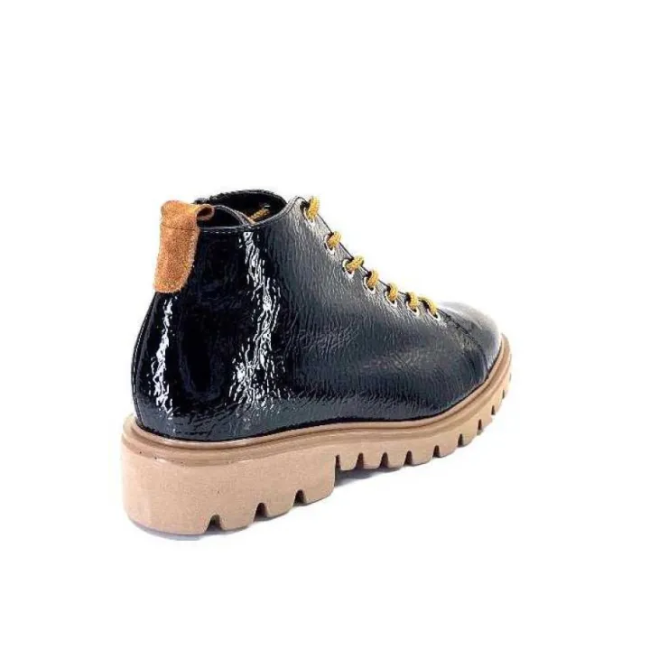 Ivoire0130a Ivoire 3G4925 Cuir Vernis Noir*Femme Baskets