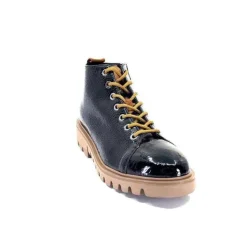 Ivoire0130a Ivoire 3G4925 Cuir Vernis Noir*Femme Baskets