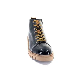 Ivoire0130a Ivoire 3G4925 Cuir Vernis Noir*Femme Baskets