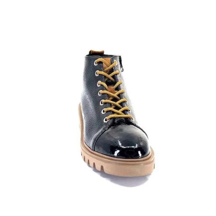 Ivoire0130a Ivoire 3G4925 Cuir Vernis Noir*Femme Baskets