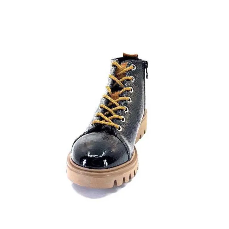 Ivoire0130a Ivoire 3G4925 Cuir Vernis Noir*Femme Baskets