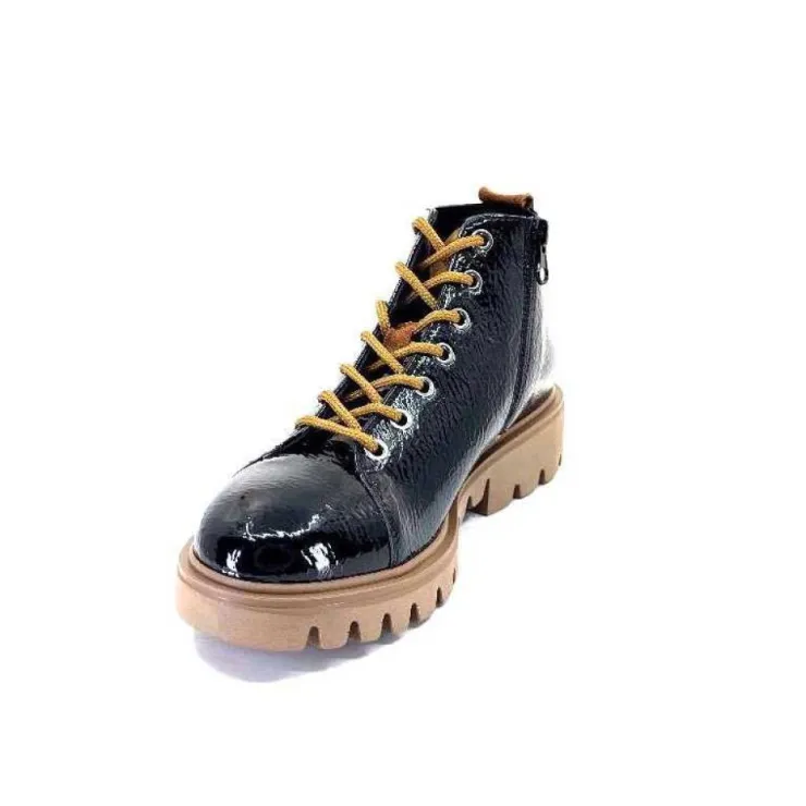 Ivoire0130a Ivoire 3G4925 Cuir Vernis Noir*Femme Baskets