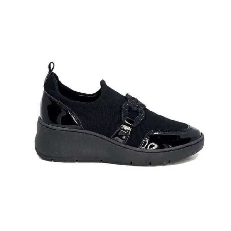 Ivoire0130a Ivoire 8G4887 Textile Noir*Femme Baskets
