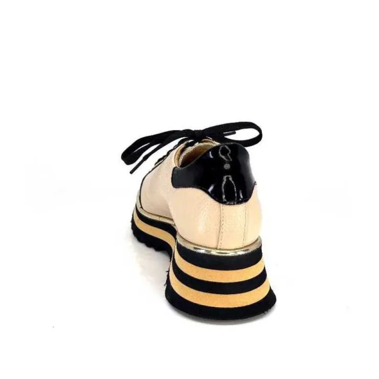 Ivoire0347b Ivoire H985M Cuir Vernis Noir Beige*Femme Baskets